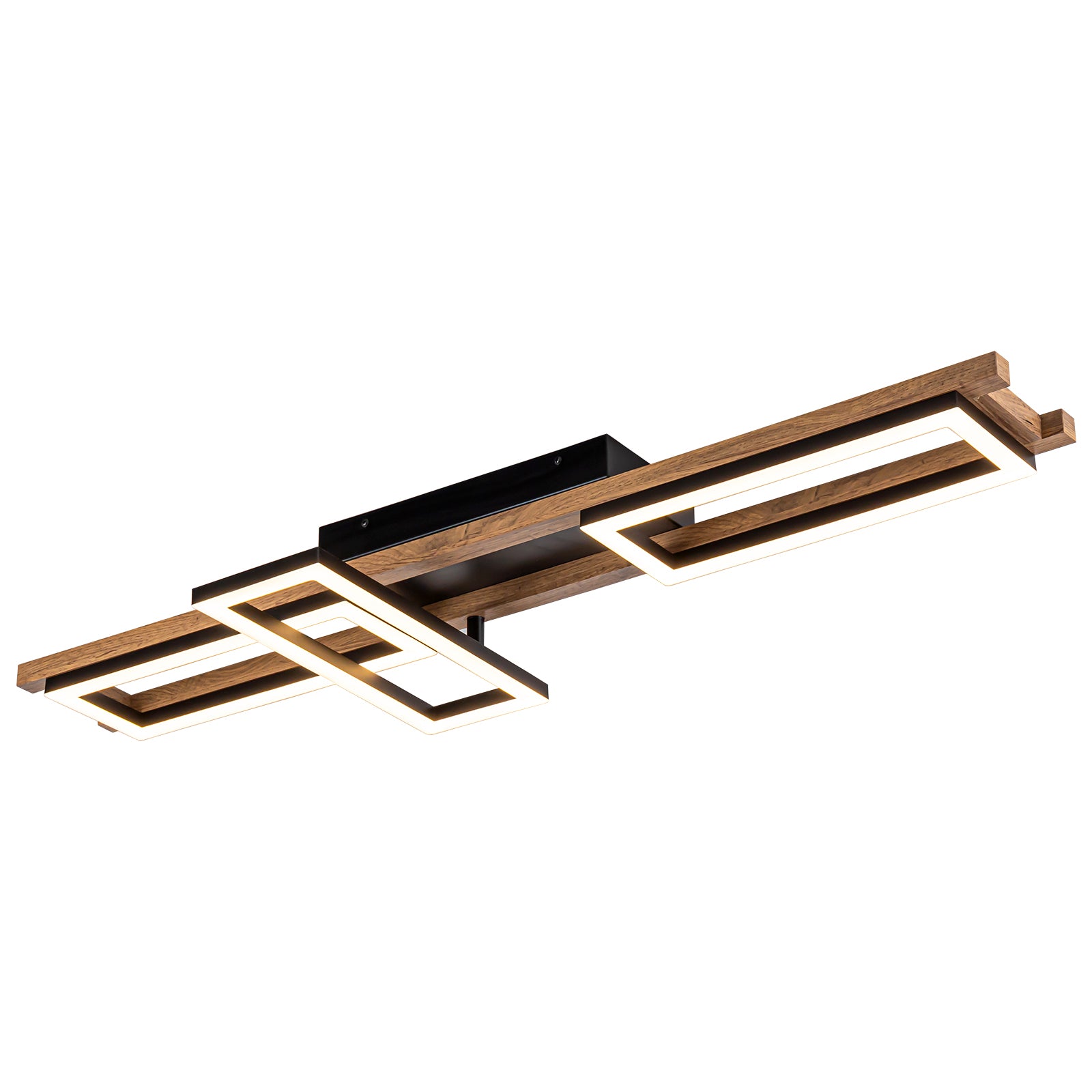 Glowlings Farmhouse 3-Licht 40"Breite Integrierte Rechteck Holz LED Unterputz