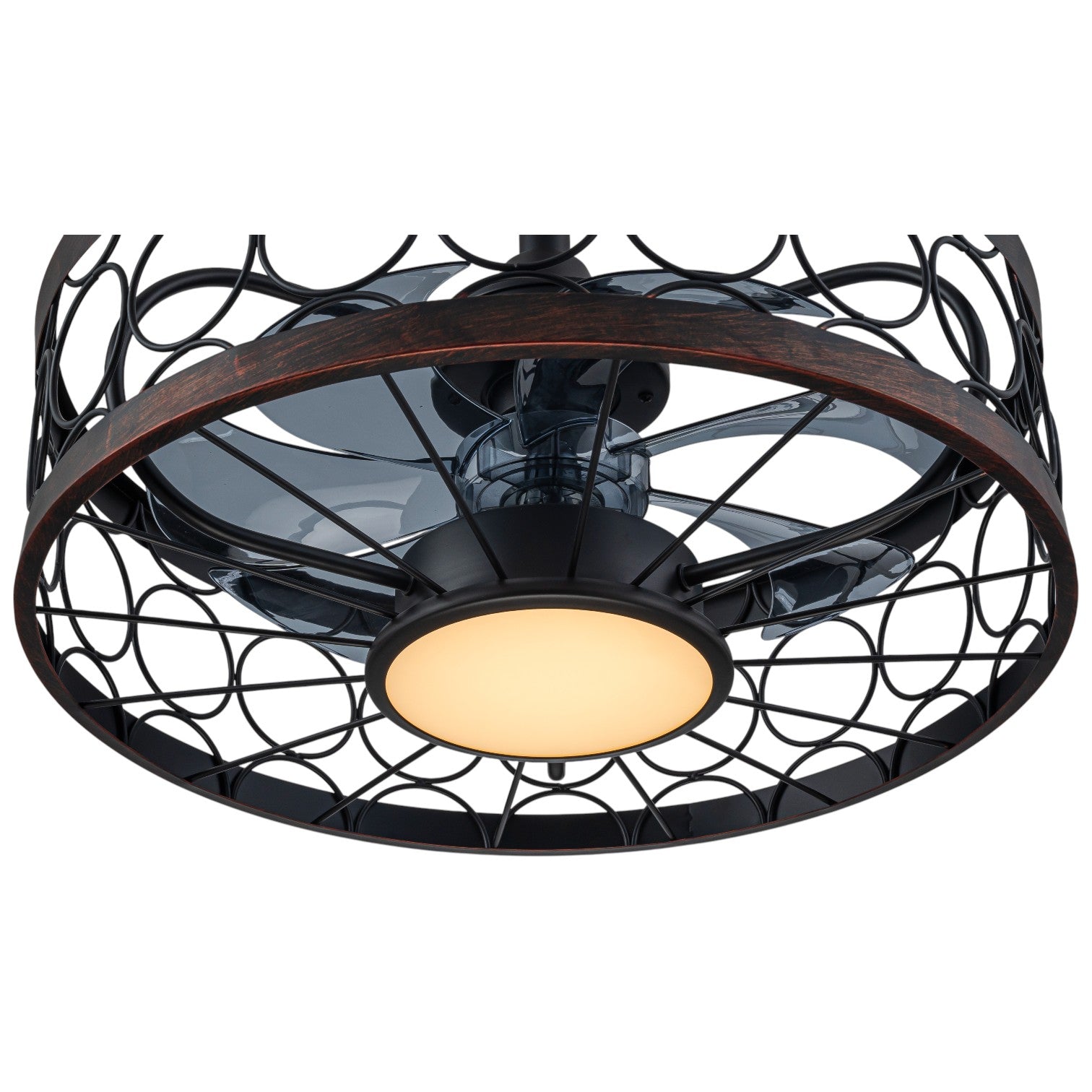 Glowlings 1-Light Industrial 20''Wide Black Caged LED 3CCT Indoor Ceiling Fan with Light