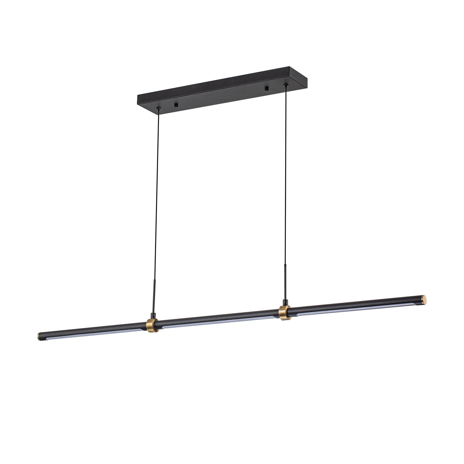 Glowlings 3-flammige minimalistische 48" breite mattschwarze LED-Linear-Pendelleuchte, Inselleuchte