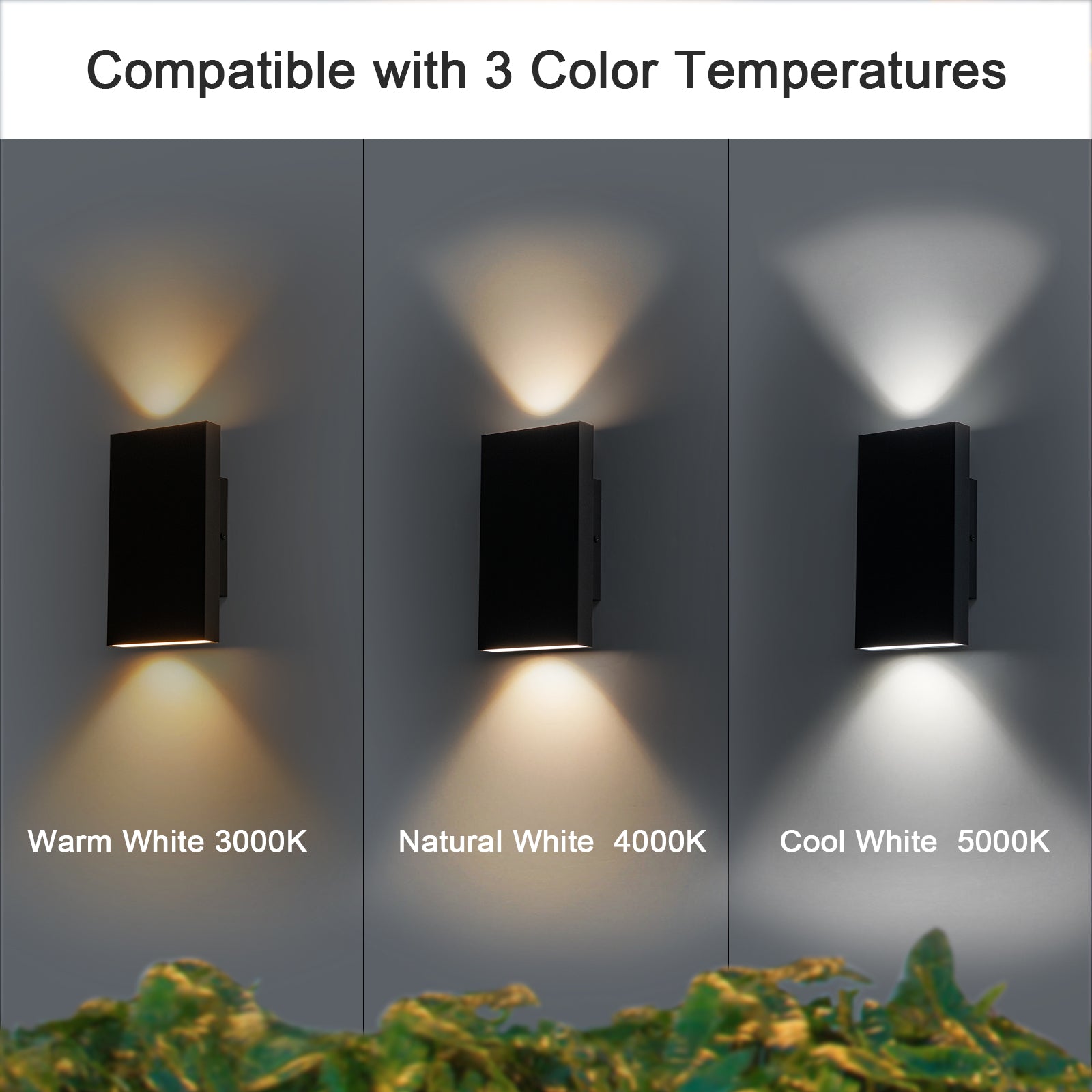 Glowlings 2-flammige, 25,4 cm hohe, moderne, integrierte LED-Außenwandleuchte in Schwarz/gebürstetem Gold