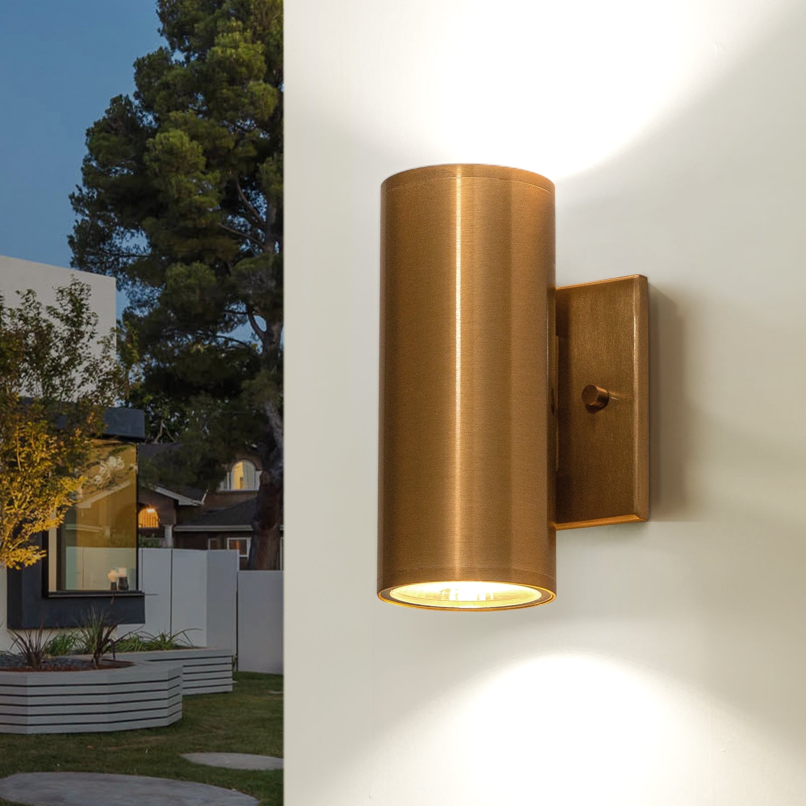Glowlings 2-flammige moderne LED-Wandleuchte mit Zylinderarm für den Außenbereich