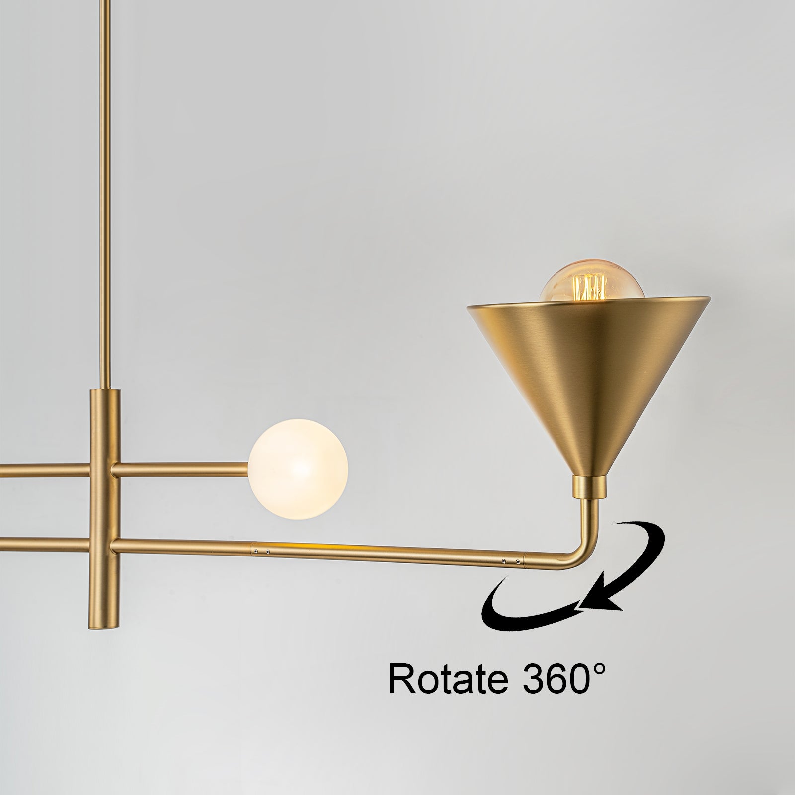 Glowlings Moderne 4-flammige, um 360° drehbare, kegelförmige lineare Pendelleuchte mit Opalglas
