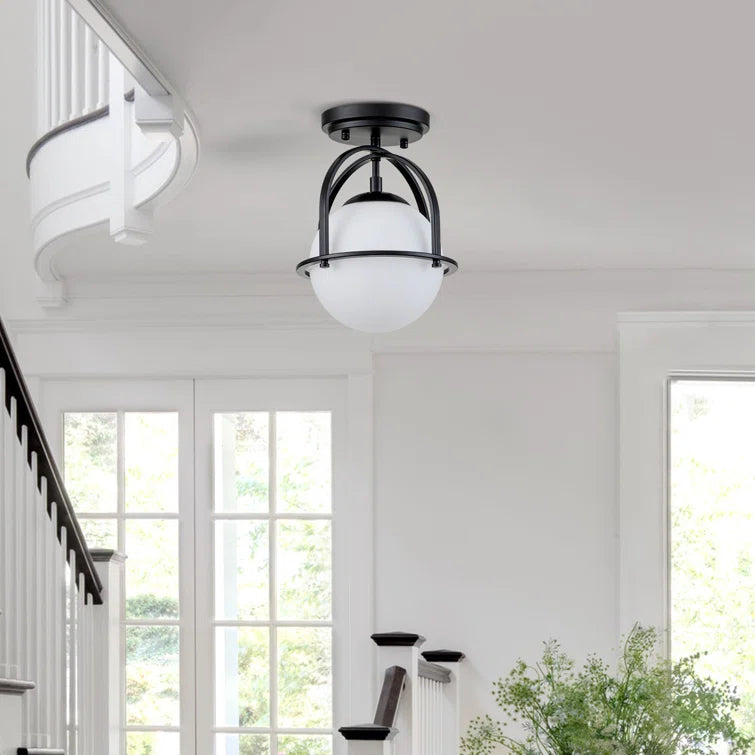 Glowlings Modren Single Opal Class Light Globe Semi Flush Mount Deckenleuchte