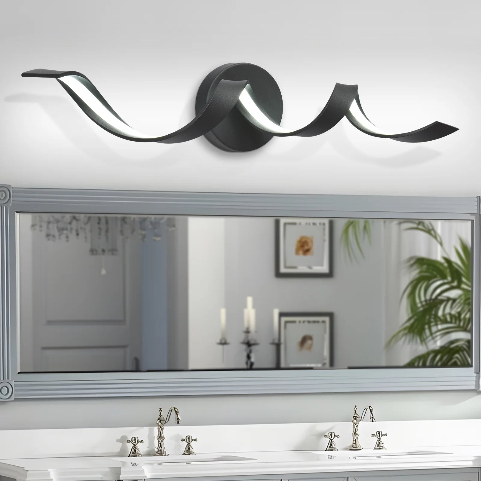 Glowlings Moderne Einzelleuchte, dimmbares Spiraldesign, LED-Waschtischleuchte für Badezimmer, Wohnzimmer, Flur