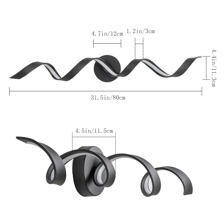 Glowlings Modern Single Light Dimmable Spiral LED Vanity Light for Bathroom Living Room Hallway