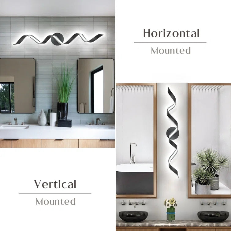 Glowlings Modern Single Light Dimmable Spiral LED Vanity Light for Bathroom Living Room Hallway