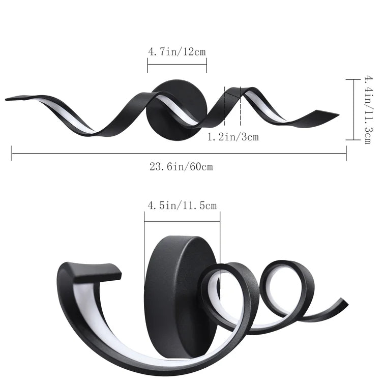 Glowlings Moderne Einzelleuchte, dimmbares Spiraldesign, LED-Waschtischleuchte für Badezimmer, Wohnzimmer, Flur