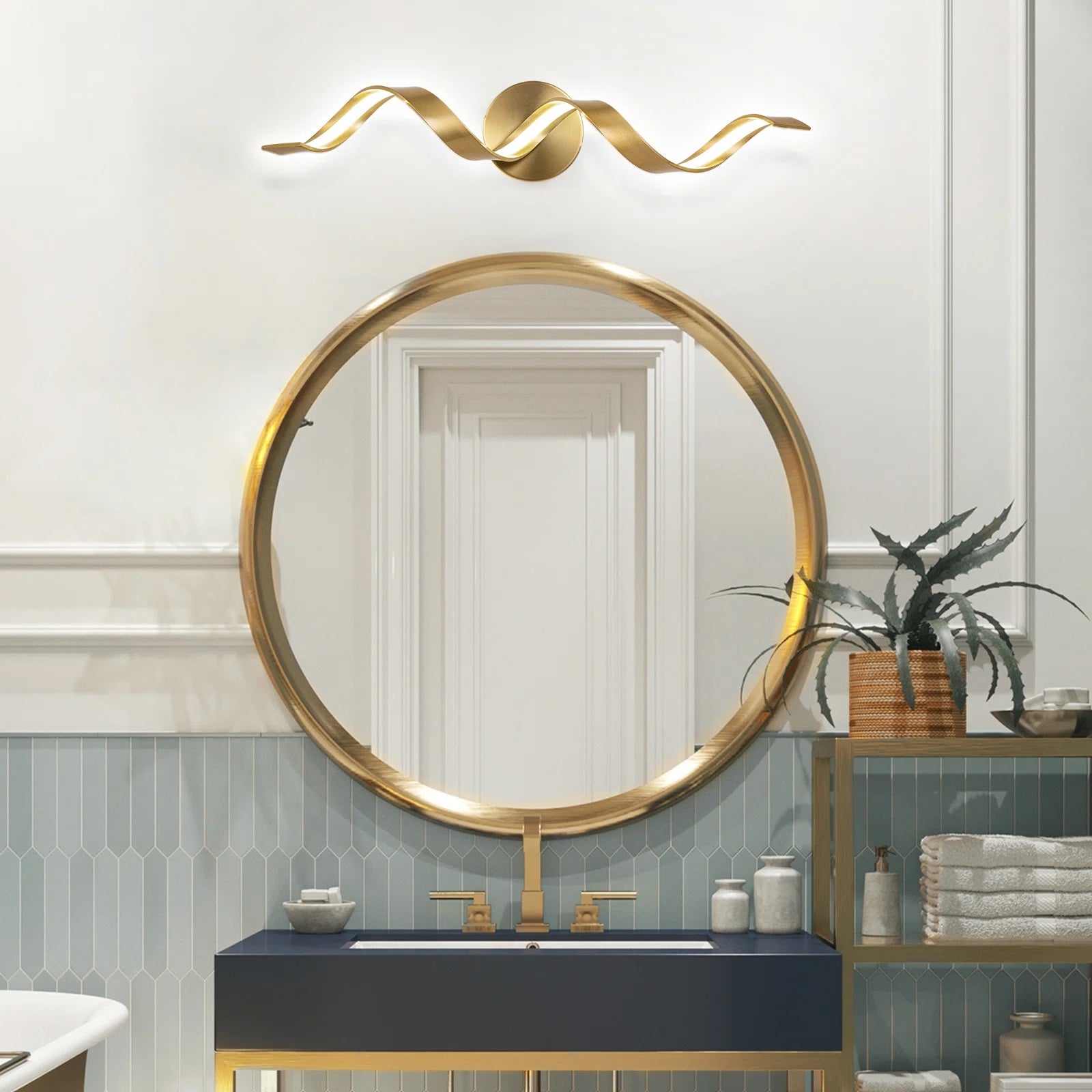 Glowlings Moderne Einzelleuchte, dimmbares Spiraldesign, LED-Waschtischleuchte für Badezimmer, Wohnzimmer, Flur