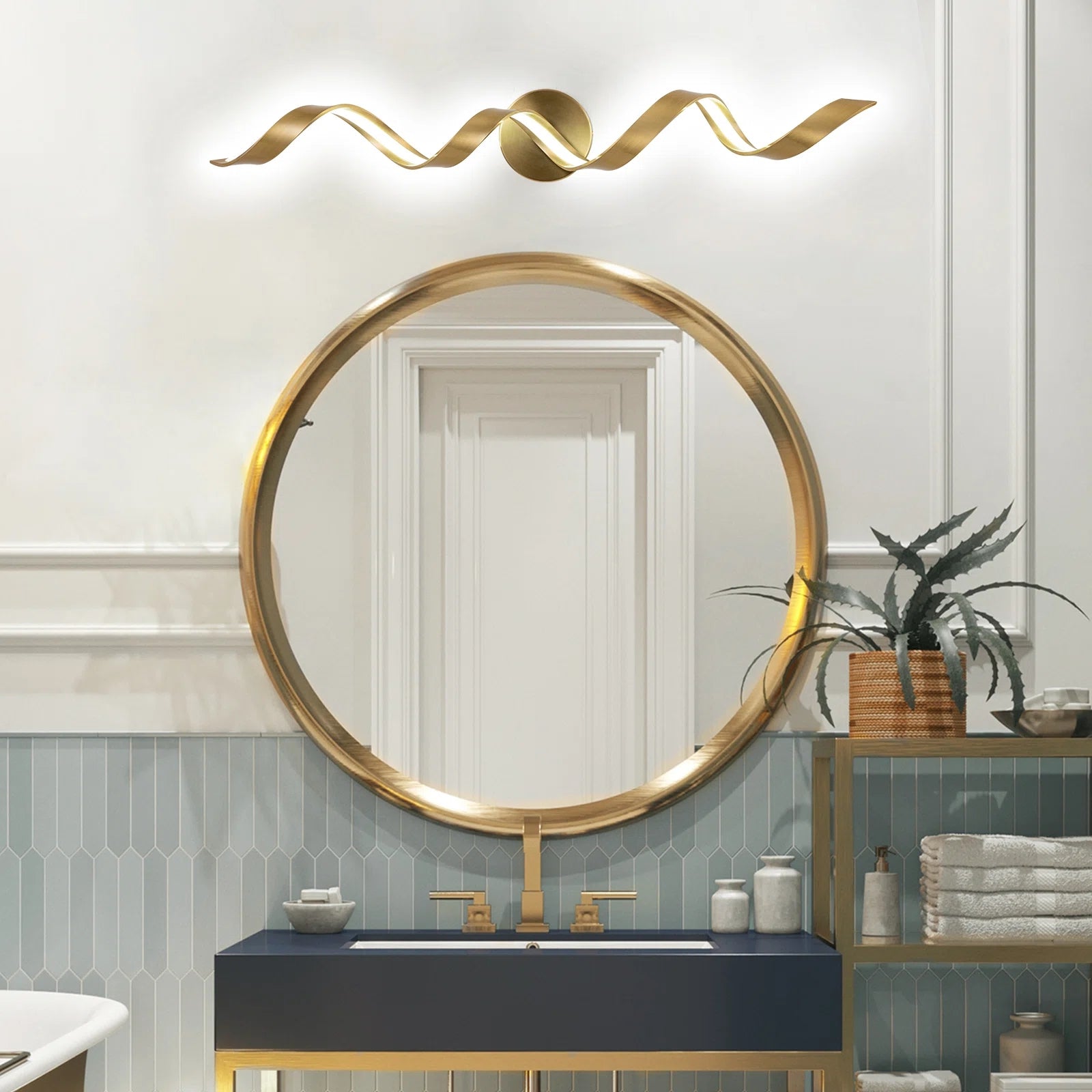 Glowlings Modern Single Light Dimmable Spiral LED Vanity Light for Bathroom Living Room Hallway