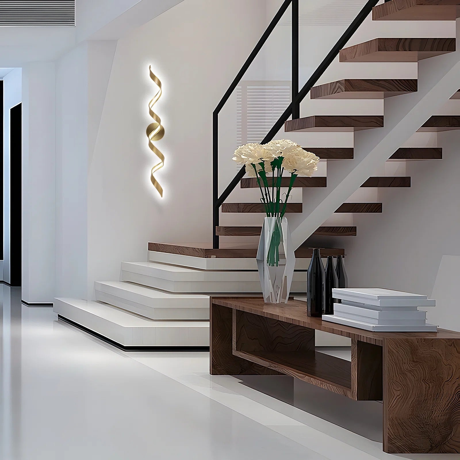 Glowlings Modern Single Light Dimmable Spiral LED Vanity Light for Bathroom Living Room Hallway