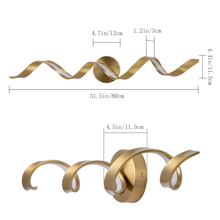 Glowlings Modern Single Light Dimmable Spiral LED Vanity Light for Bathroom Living Room Hallway
