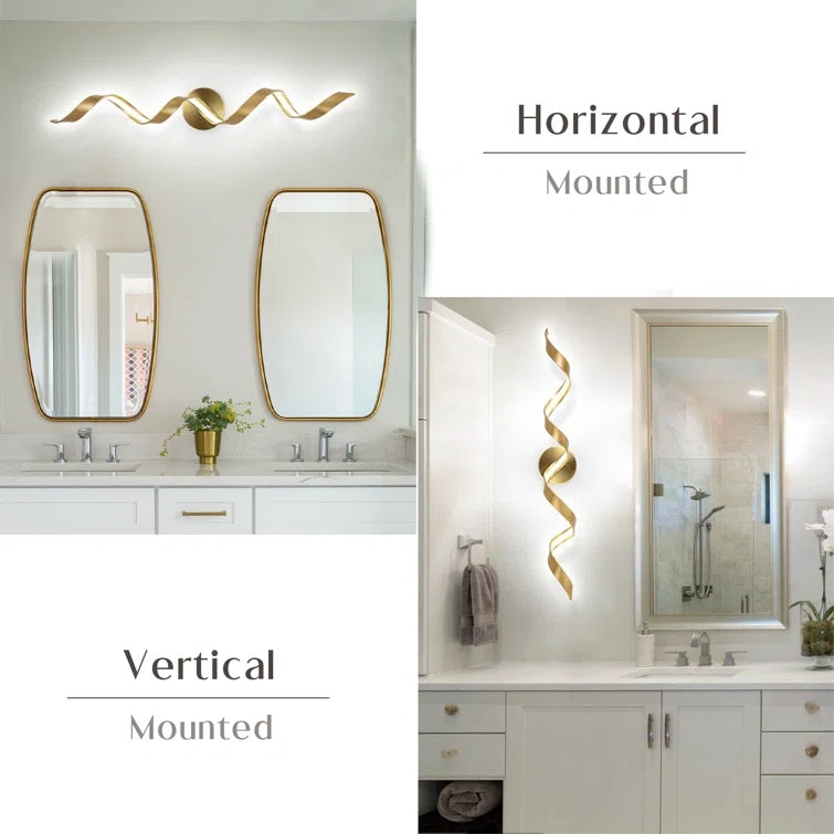 Glowlings Modern Single Light Dimmable Spiral LED Vanity Light for Bathroom Living Room Hallway