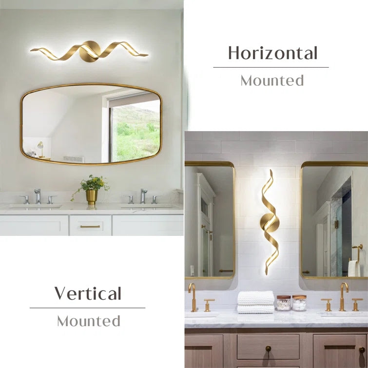Glowlings Moderne Einzelleuchte, dimmbares Spiraldesign, LED-Waschtischleuchte für Badezimmer, Wohnzimmer, Flur