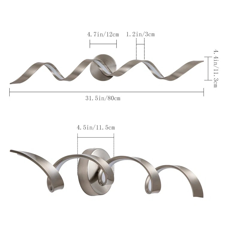 Glowlings Modern Single Light Dimmable Spiral LED Vanity Light for Bathroom Living Room Hallway