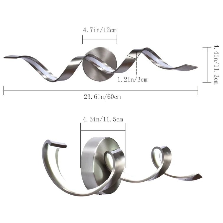 Glowlings Moderne Einzelleuchte, dimmbares Spiraldesign, LED-Waschtischleuchte für Badezimmer, Wohnzimmer, Flur