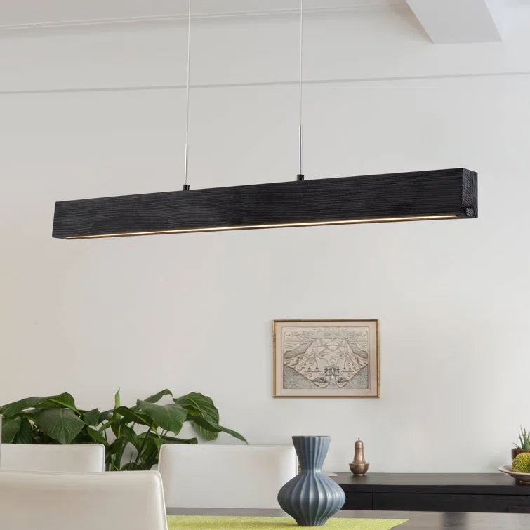 Glowlings 1-flammige minimalistische 41'' breite lineare LED-Holz-Pendelleuchte, Inselleuchte