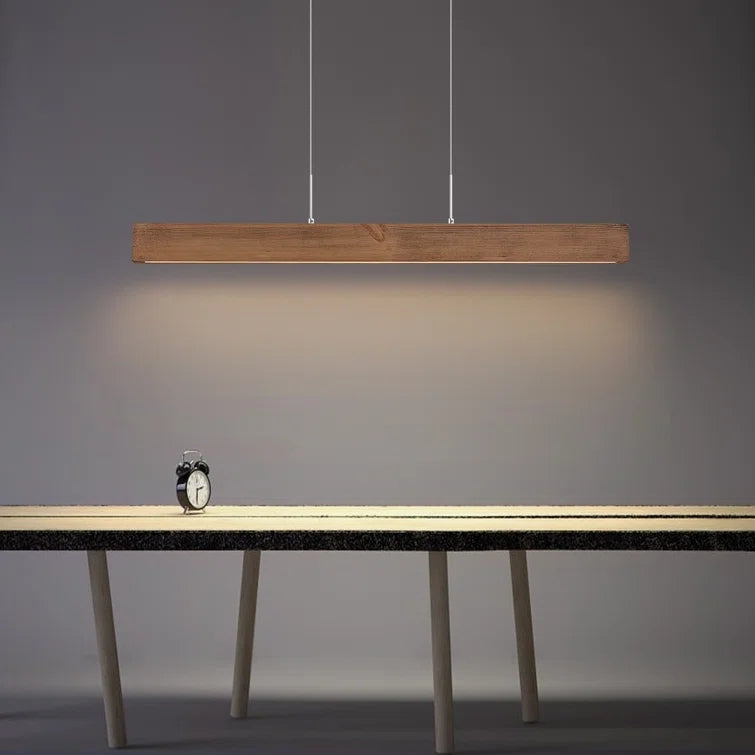 Glowlings 1-flammige minimalistische 41'' breite lineare LED-Holz-Pendelleuchte, Inselleuchte