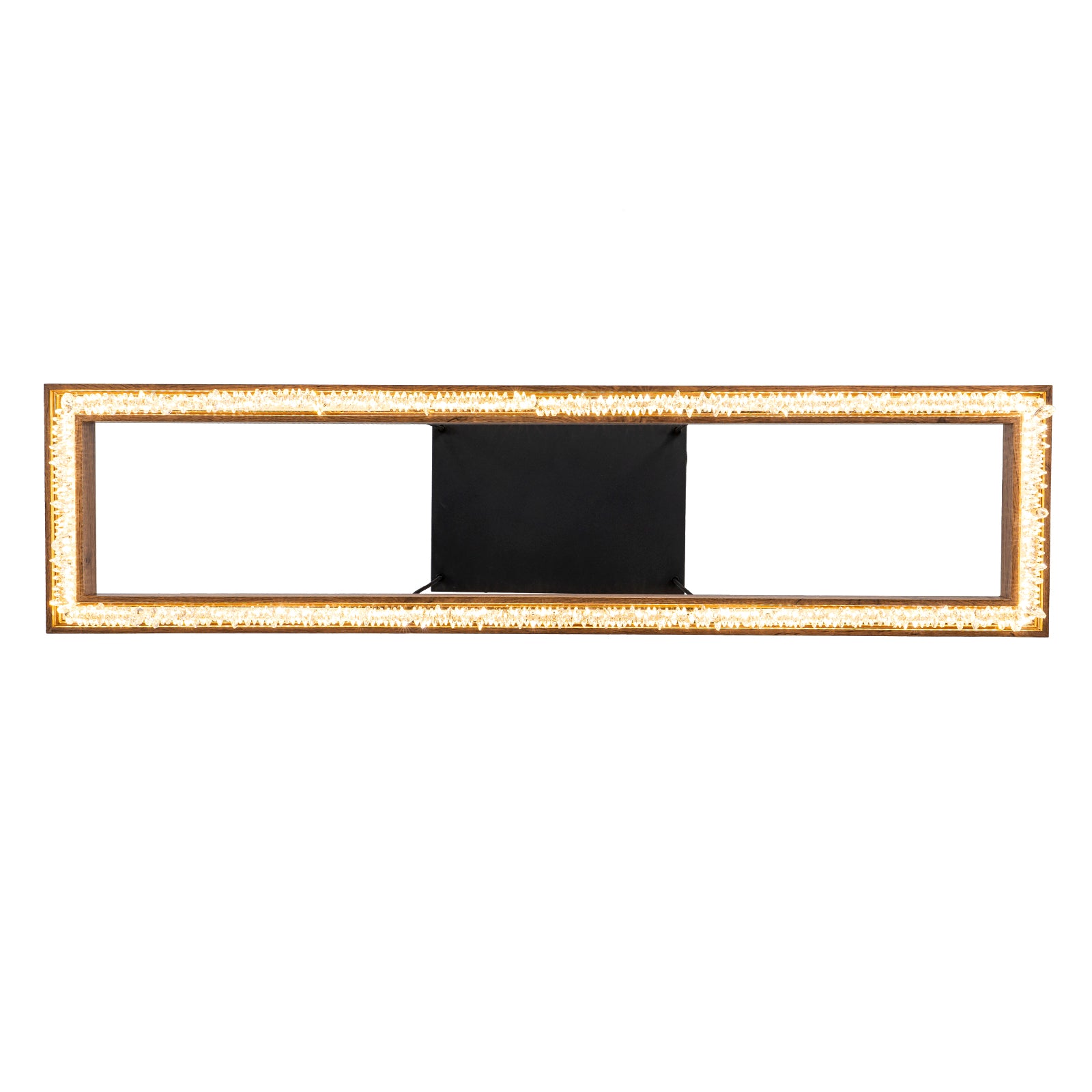 Glowlings 1-Light Modern 47"Wide Rectangle Linear Irregular Crystal LED Wood Pendant Light