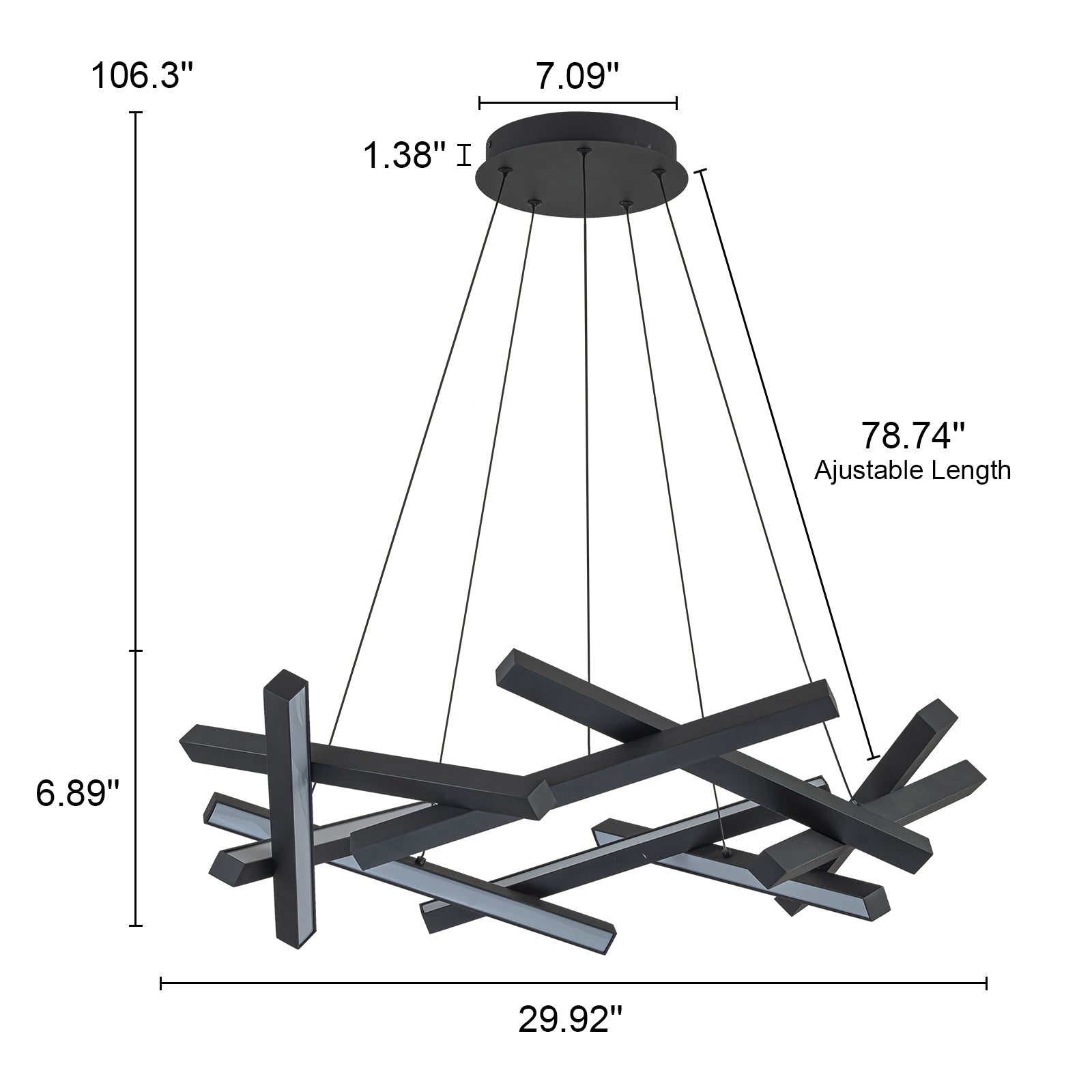 Glowlings 10-Light 30"Wide Modern Chaos Crossed Linear Integrated LED Chandelier