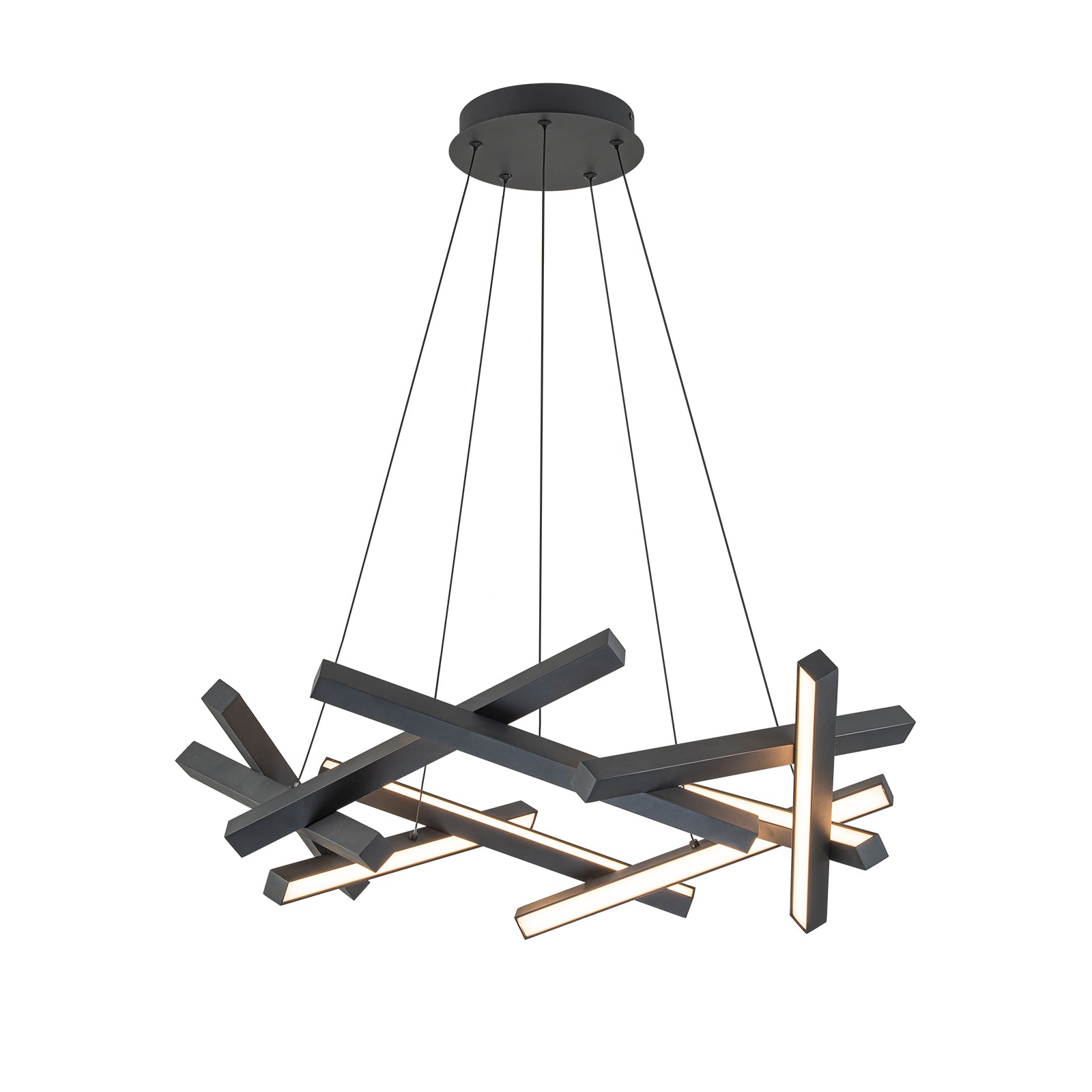 Glowlings 10-Light 30"Wide Modern Chaos Crossed Linear Integrated LED Chandelier