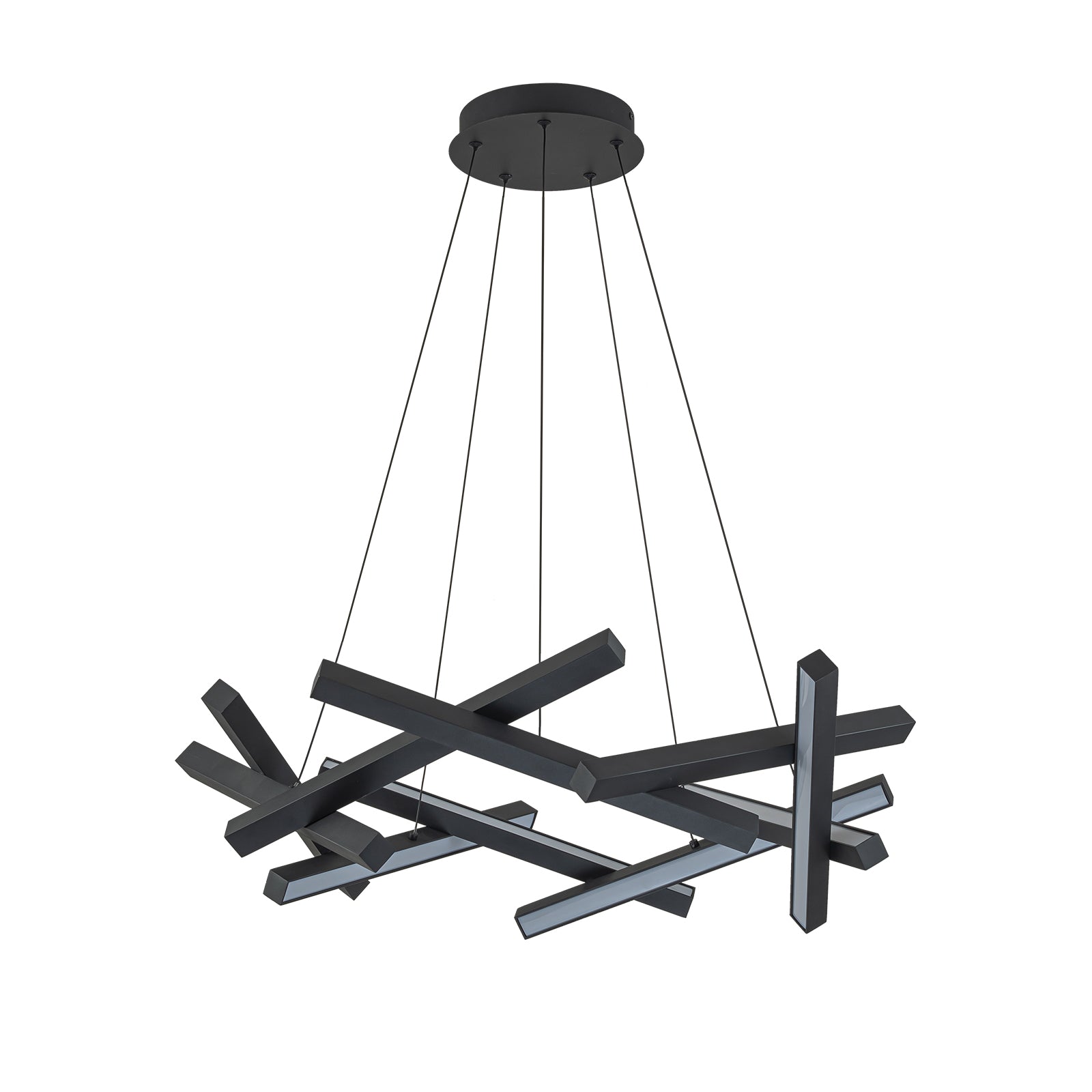 Glowlings 10-Light 30"Wide Modern Chaos Crossed Linear Integrated LED Chandelier