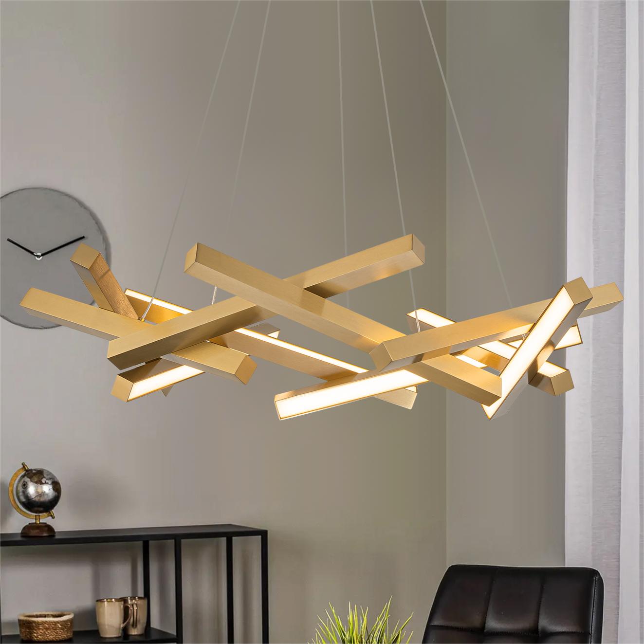 Glowlings 10-Light 30"Wide Modern Chaos Crossed Linear Integrated LED Chandelier