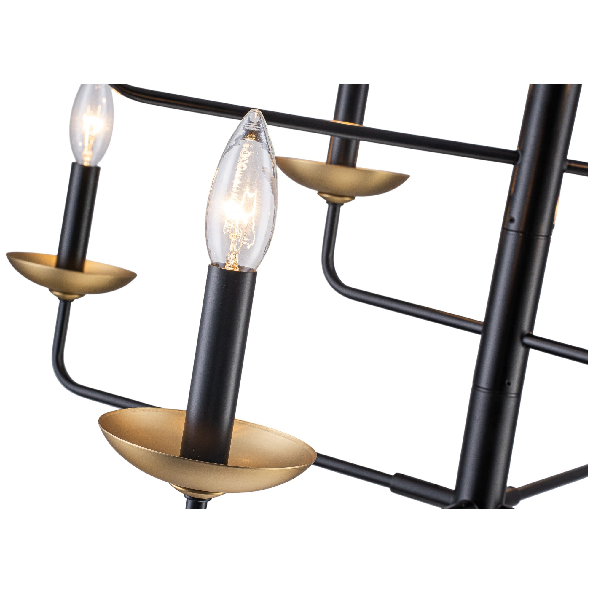 Glowlings 10-Light Classical 31"Wide Large 4-Tied Black&Gold Candle Style Chandelier