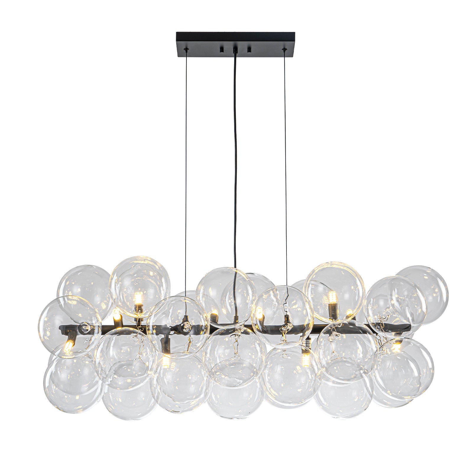 Glowlings 10-Light Modern 42"Wide Large Linear Clear Globe Glass Chandelier
