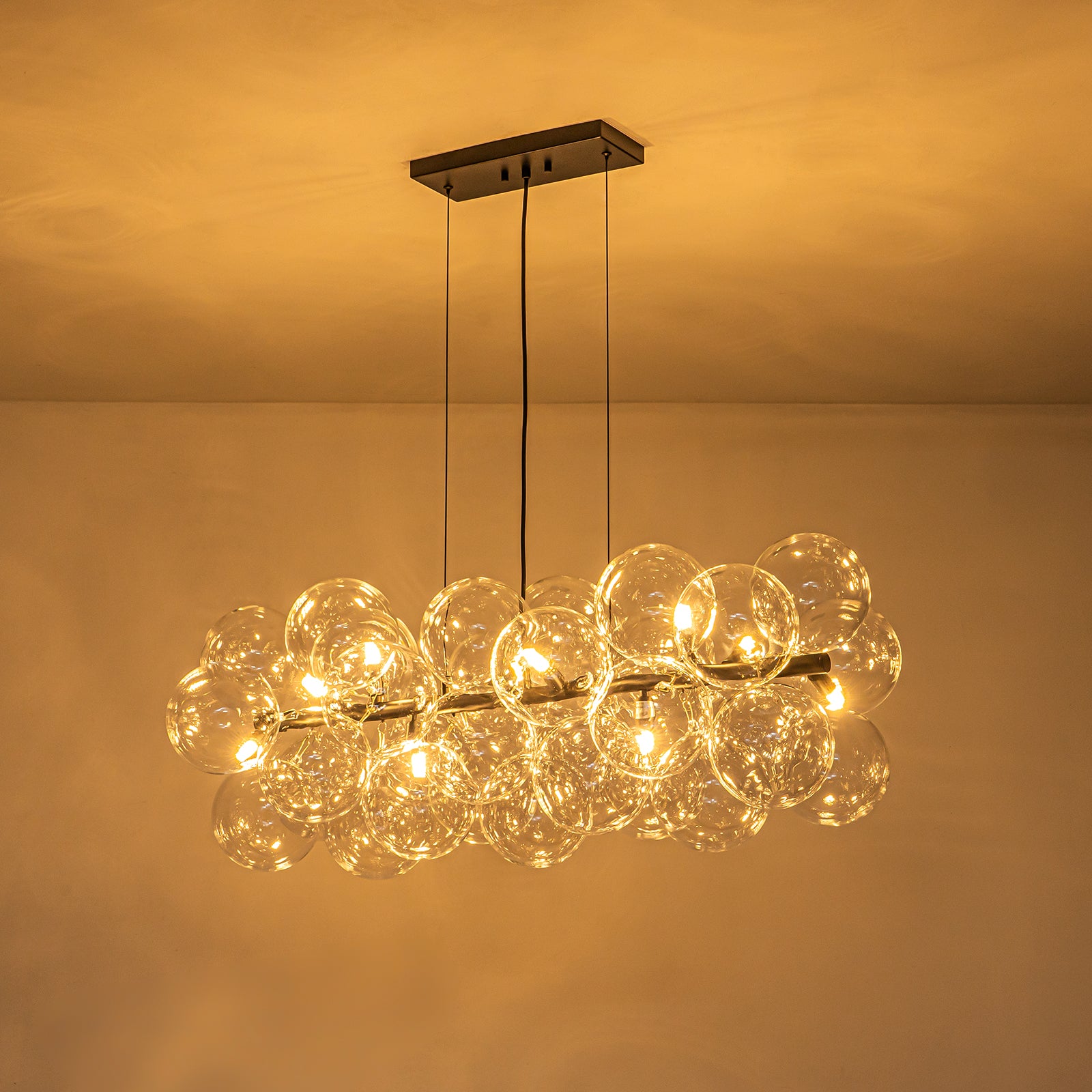 Glowlings 10-Light Modern 42"Wide Large Linear Clear Globe Glass Chandelier