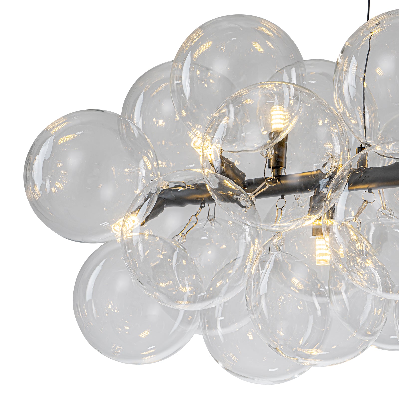 Glowlings 10-Light Modern 42"Wide Large Linear Clear Globe Glass Chandelier