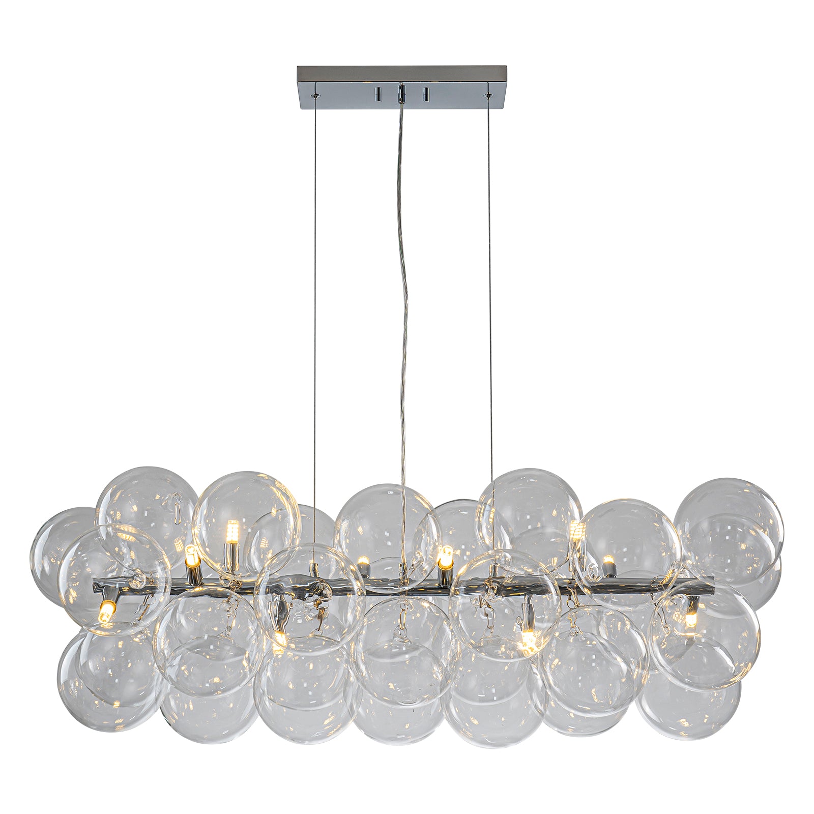 Glowlings 10-Light Modern 42"Wide Large Linear Clear Globe Glass Chandelier