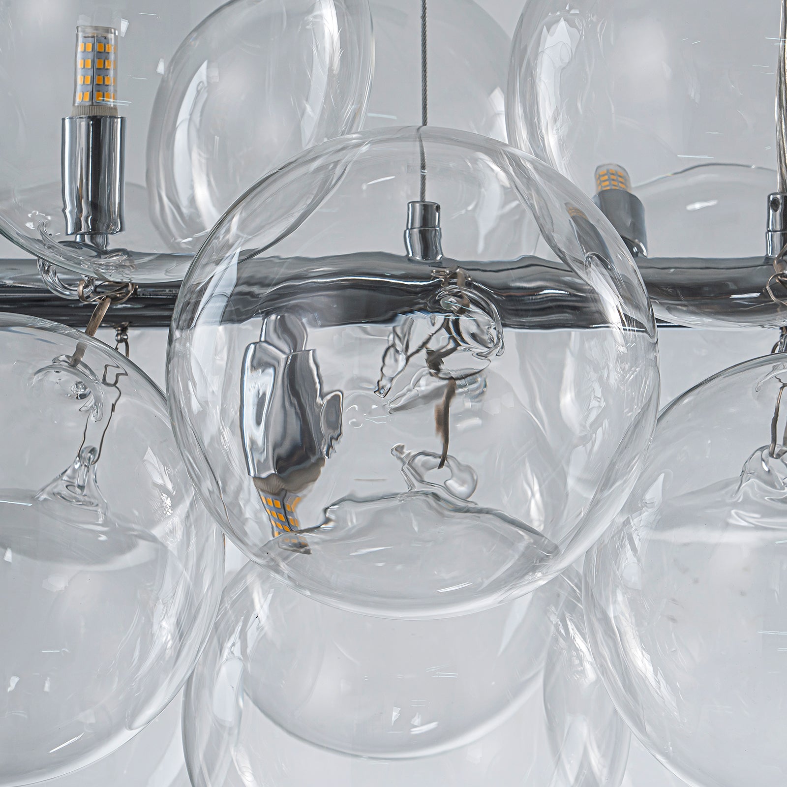 Glowlings 10-Light Modern 42"Wide Large Linear Clear Globe Glass Chandelier