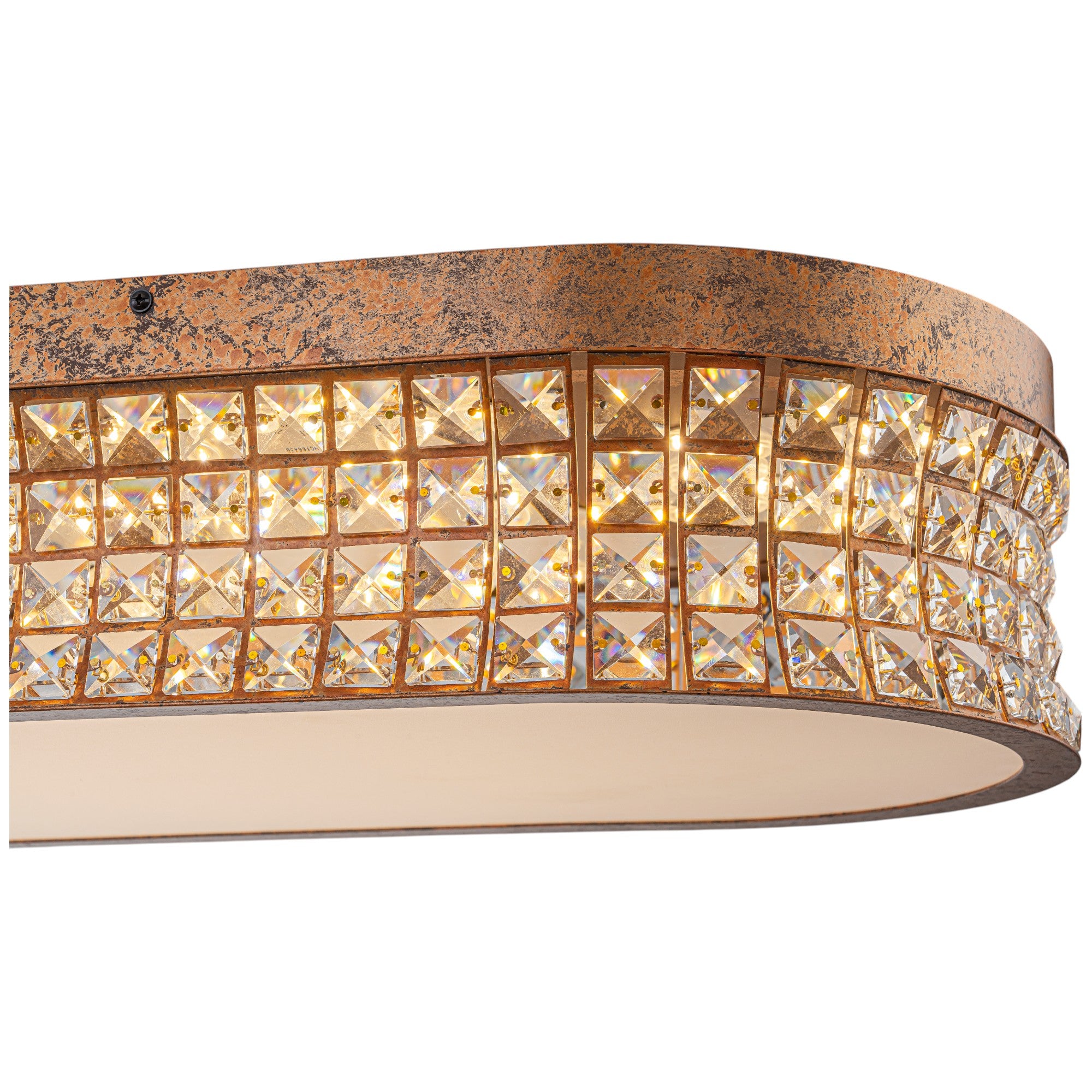 Glowlings 10-Light Vintage 39"Wide Large Antique Brass Linear Crystal LED Flush Mount