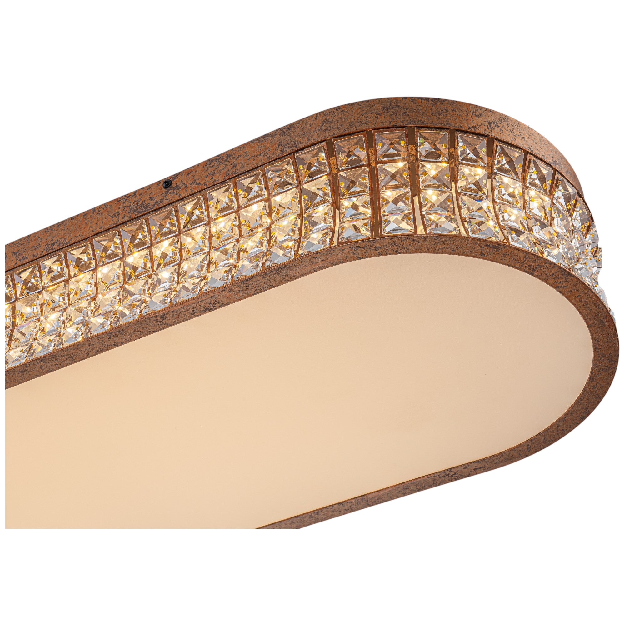 Glowlings 10-Light Vintage 39"Wide Large Antique Brass Linear Crystal LED Flush Mount