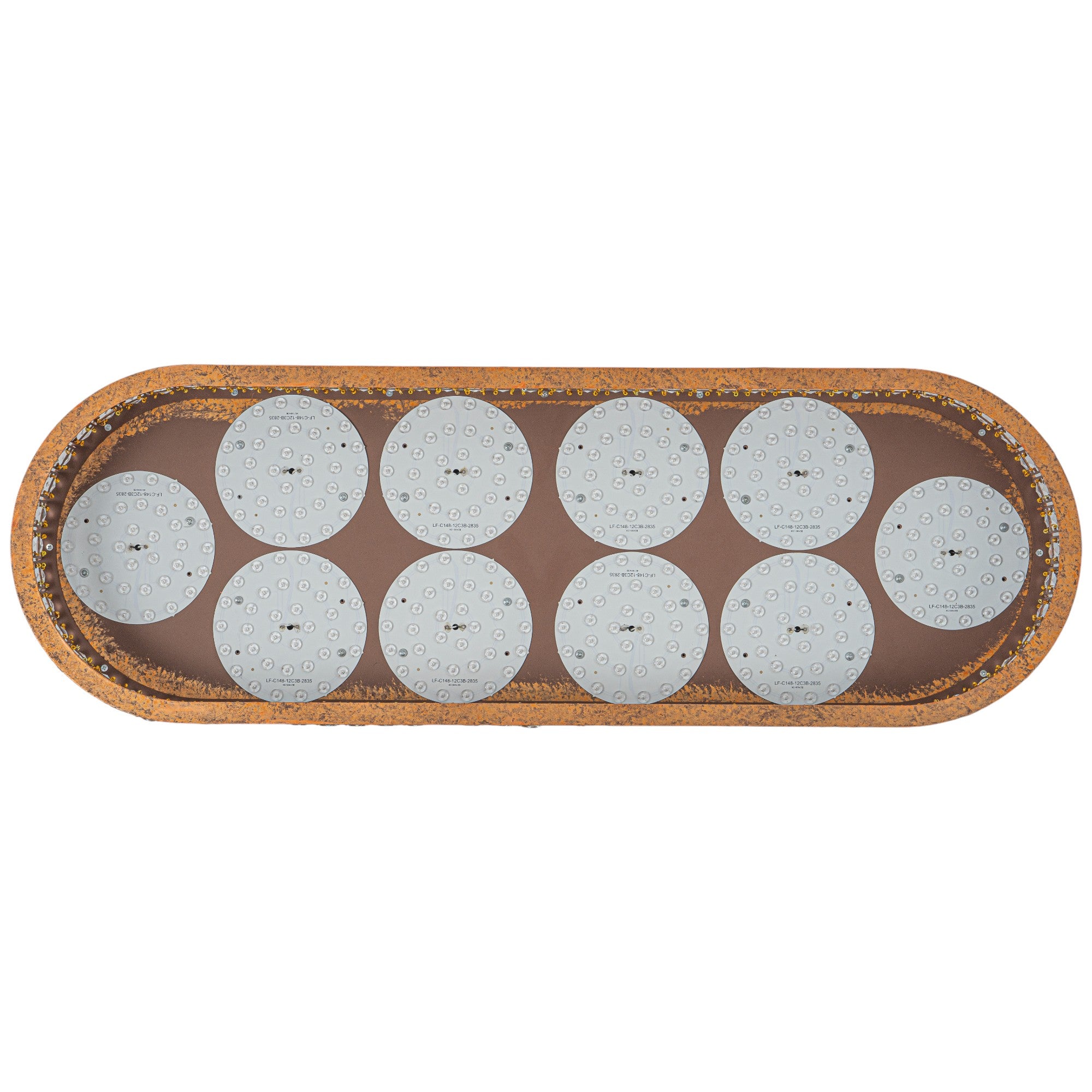 Glowlings 10-Light Vintage 39"Wide Large Antique Brass Linear Crystal LED Flush Mount