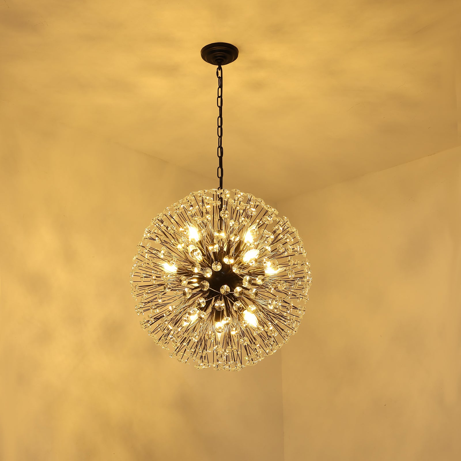 Glowlings 12-Light Modern 24"Wide Vintage Globe Sputnik Sphere Crystal Chandelier