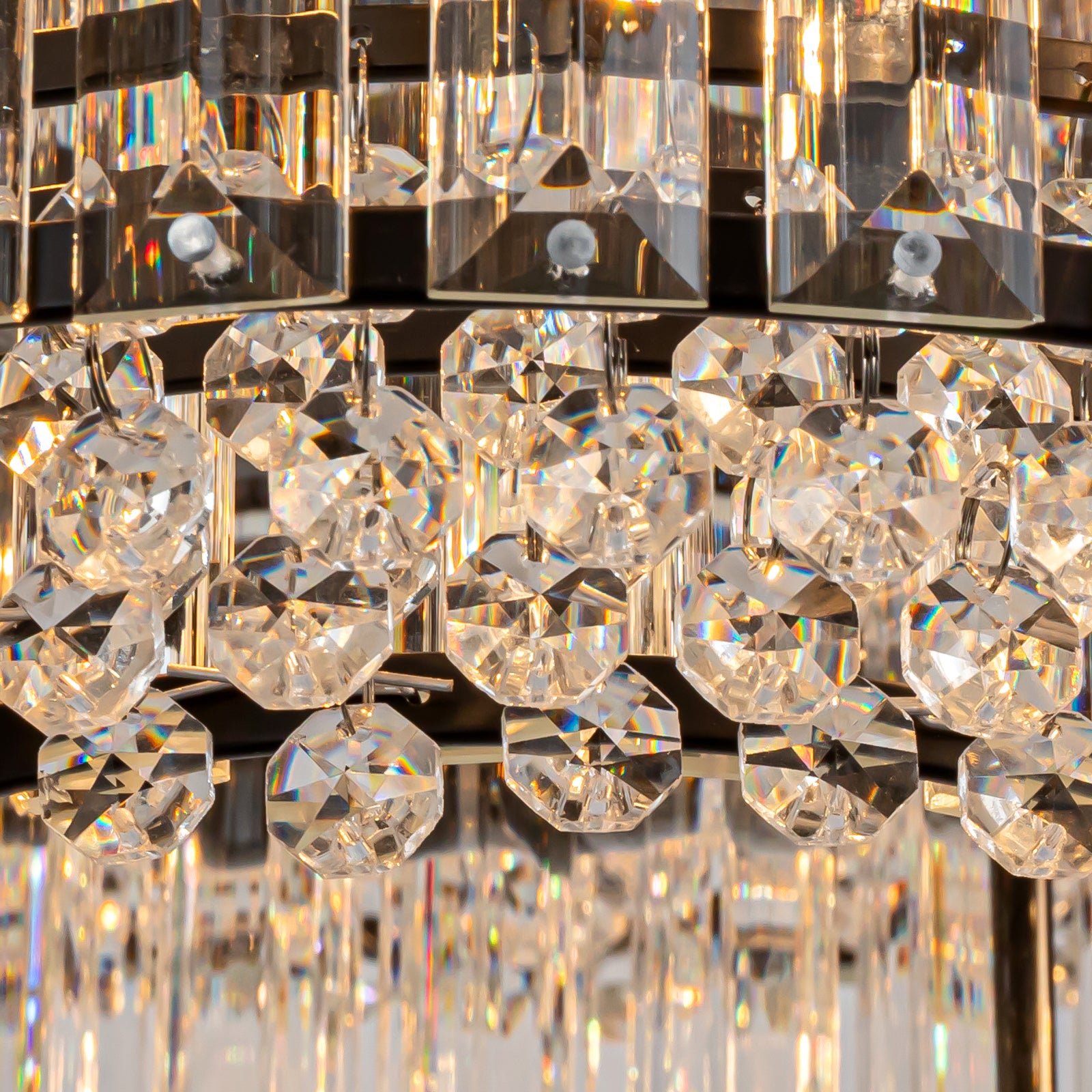 Glowlings 12-Light Modern 26“Wide Dimmable 2-Tier Round Crystal Chandelier