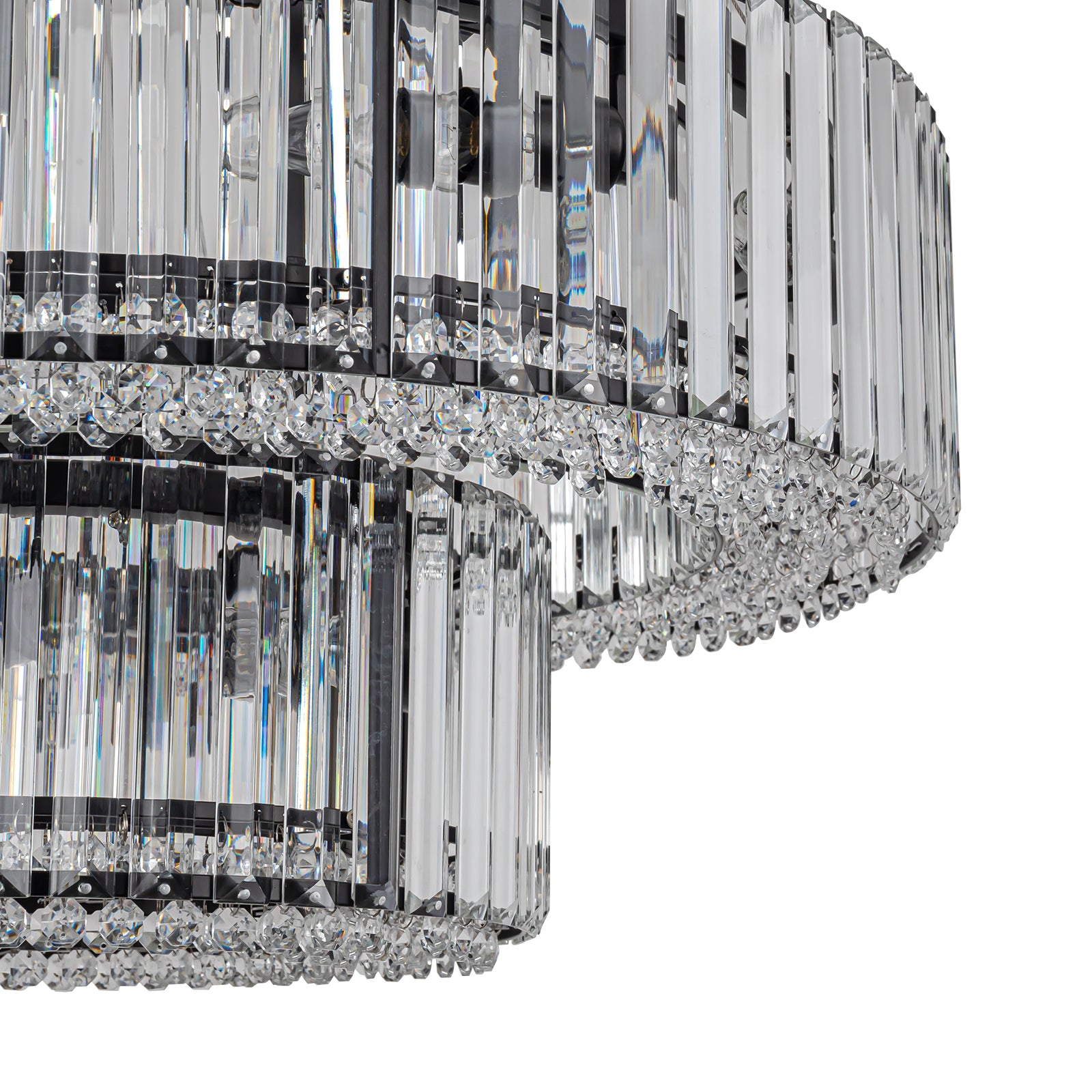 Glowlings 12-Light Modern 26“Wide Dimmable 2-Tier Round Crystal Chandelier