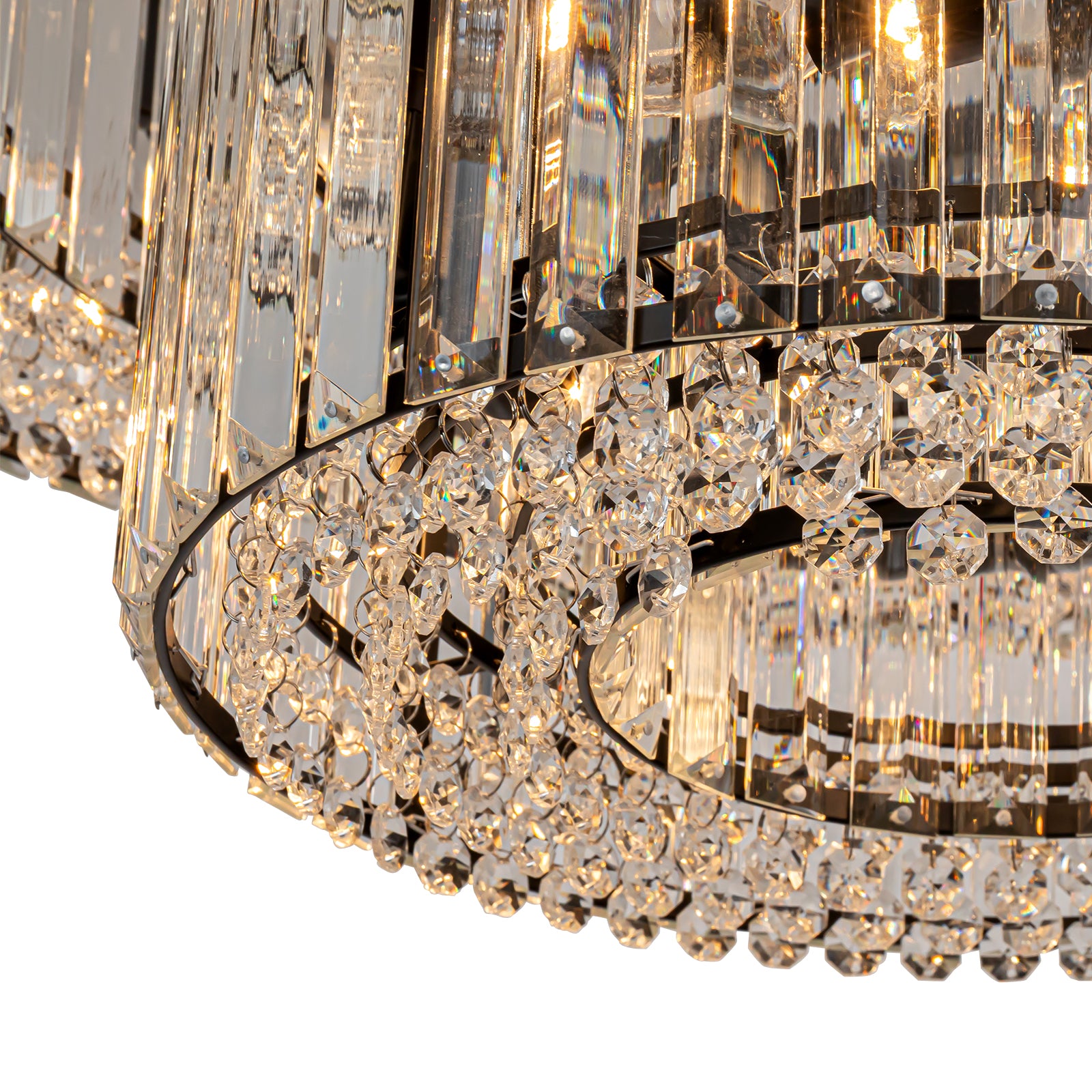 Glowlings 12-Light Modern 26“Wide Dimmable 2-Tier Round Crystal Chandelier
