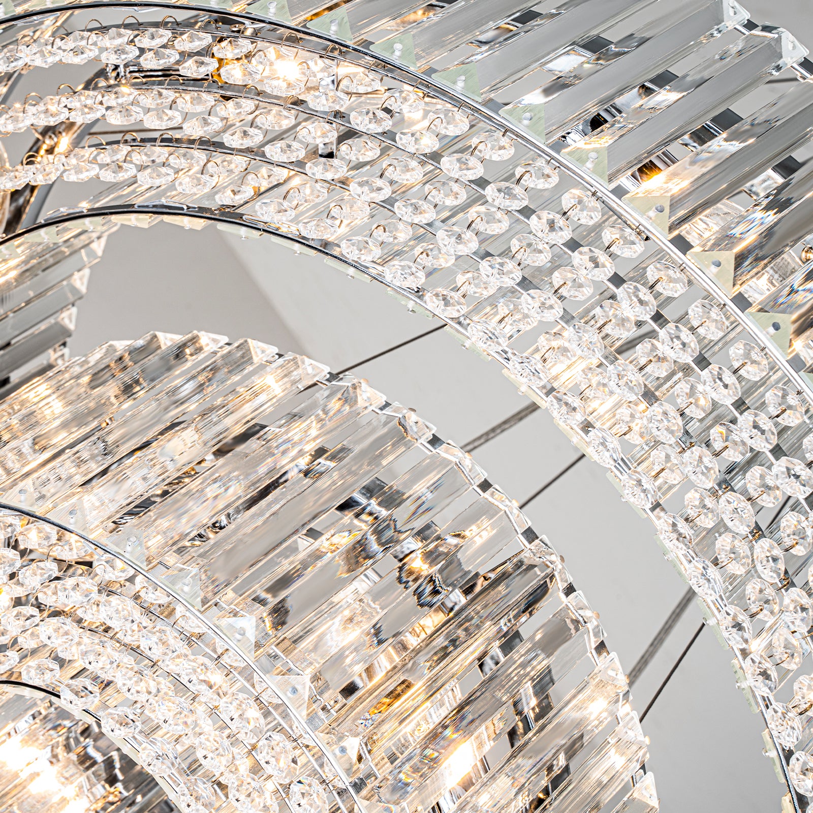 Glowlings 12-Light Modern 26“Wide Dimmable 2-Tier Round Crystal Chandelier
