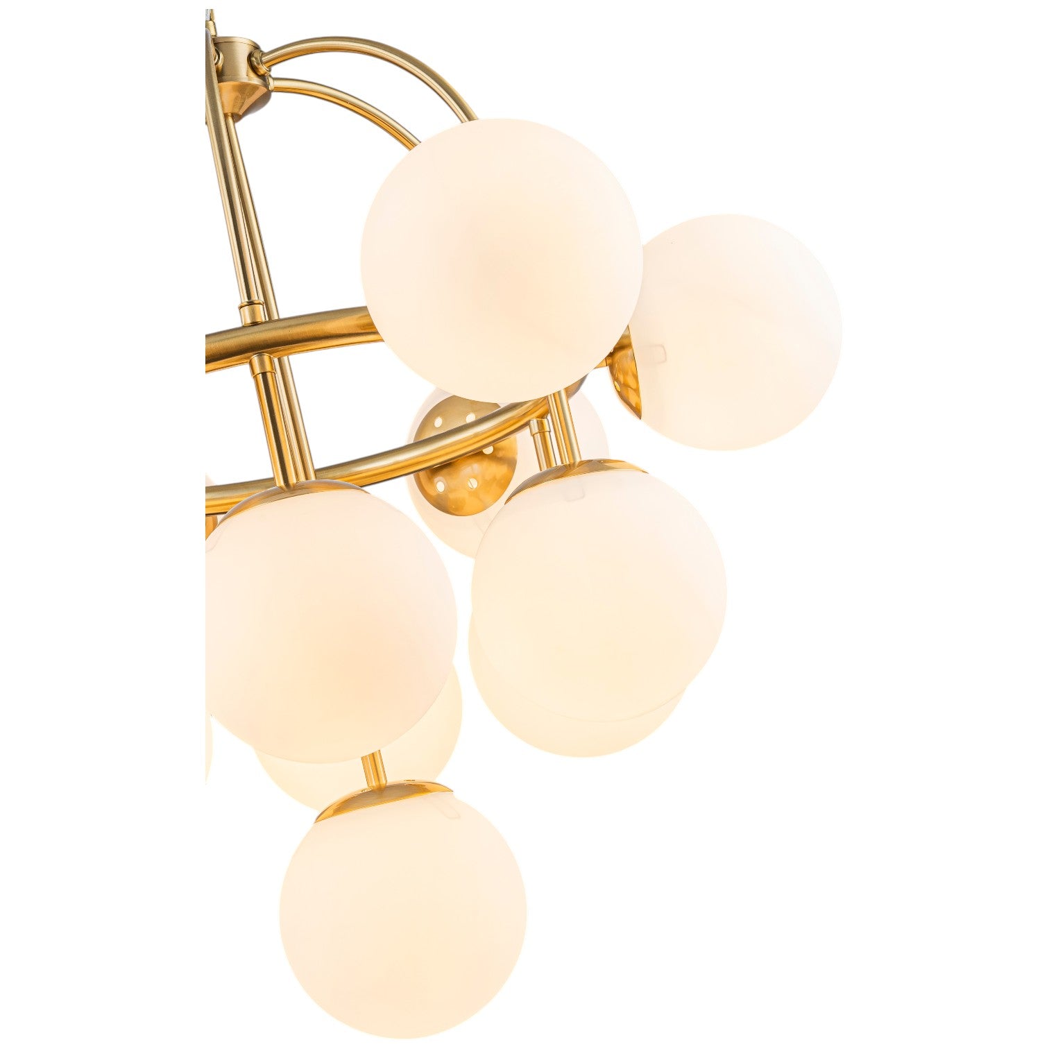 Glowlings 13-Light Mid-Century 26"Wide Brass Opal Glass Globe Chandelier