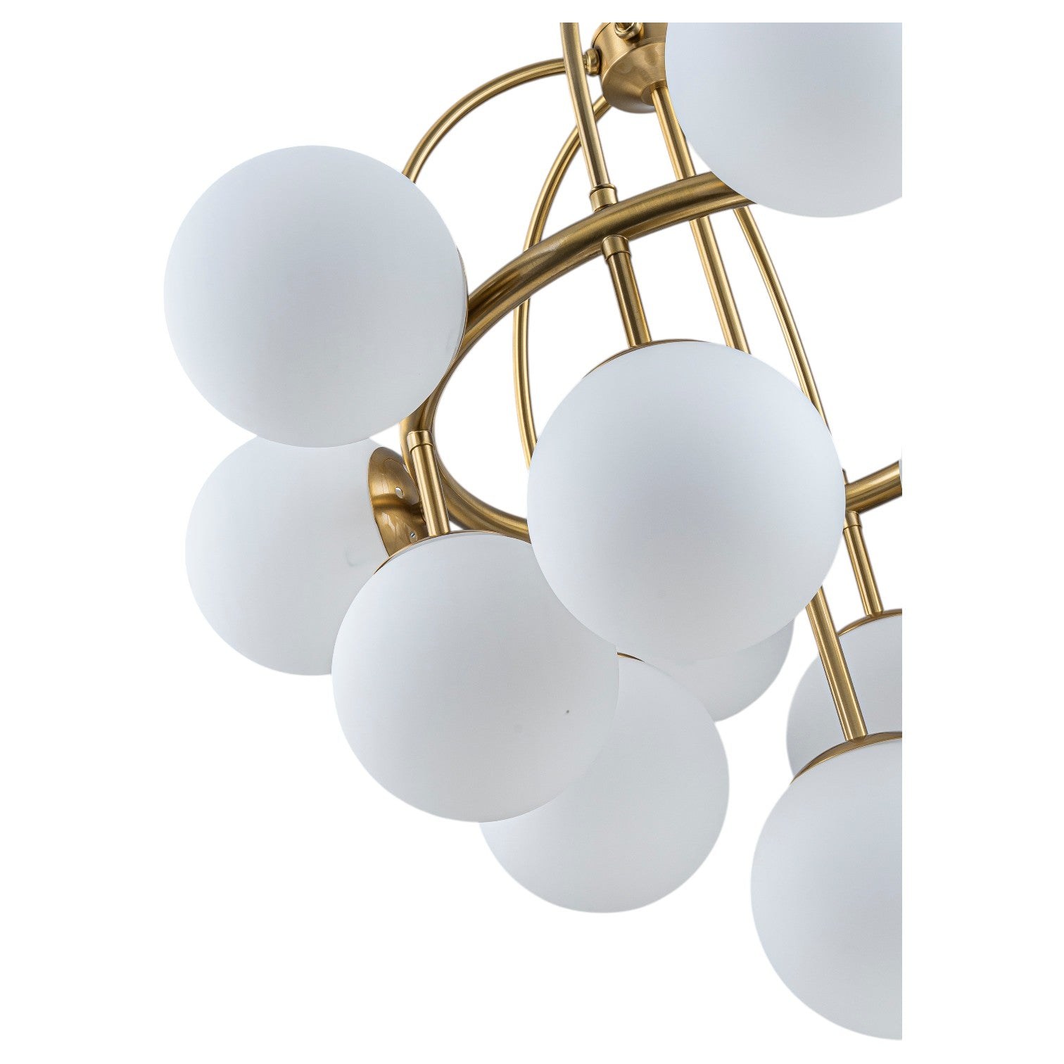 Glowlings 13-Light Mid-Century 26"Wide Brass Opal Glass Globe Chandelier