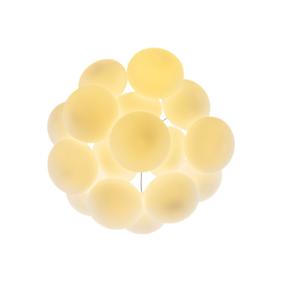 Glowlings 16-Light Modern Brass Cloud Chandelier, Mid-Century Milk Glass Bubble Pendant Light, Cluster Pebble Ceiling Hanging Fixture