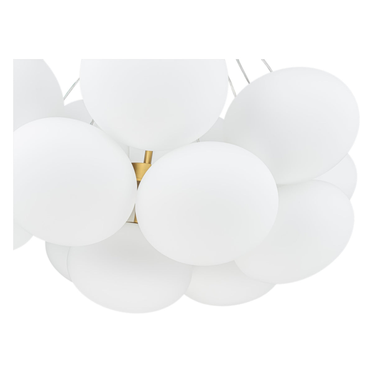 Glowlings 16-Light Modern Brass Cloud Chandelier, Mid-Century Milk Glass Bubble Pendant Light, Cluster Pebble Ceiling Hanging Fixture