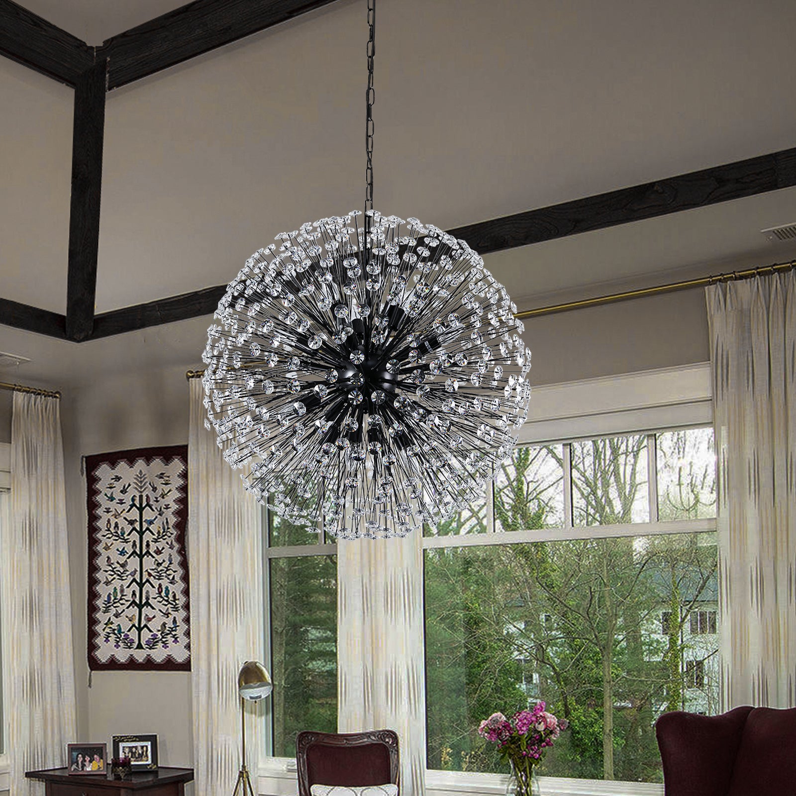 Glowlings 16-Light Modern 30"Wide Vintage Globe Sputnik Sphere Crystal Chandelier