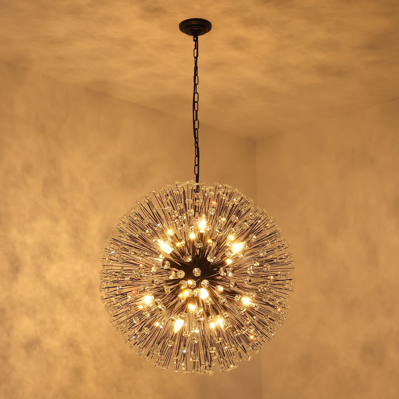 Glowlings 16-Light Modern 30"Wide Vintage Globe Sputnik Sphere Crystal Chandelier