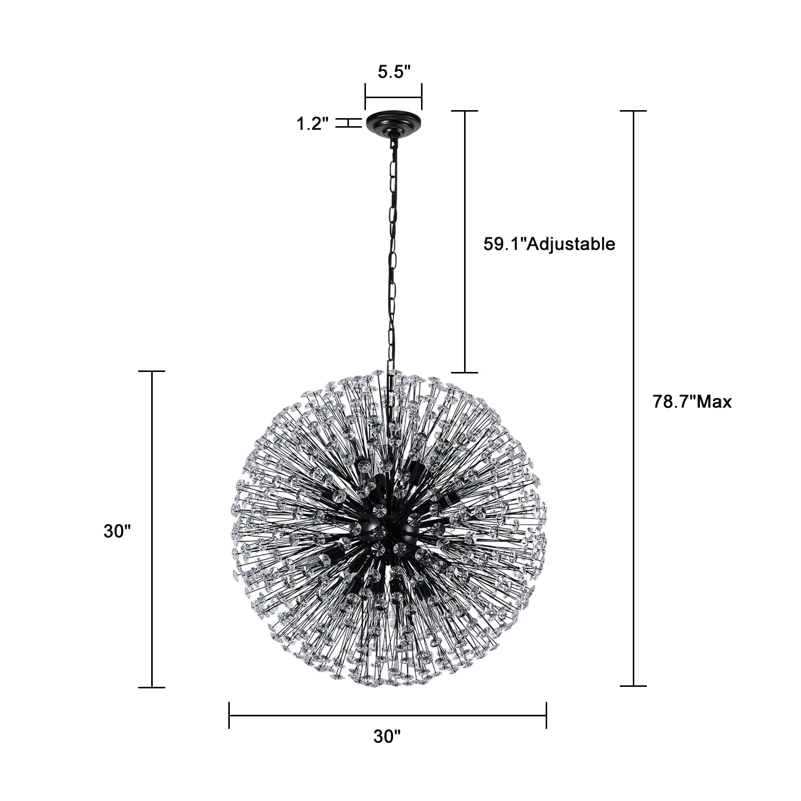 Glowlings 16-Light Modern 30"Wide Vintage Globe Sputnik Sphere Crystal Chandelier