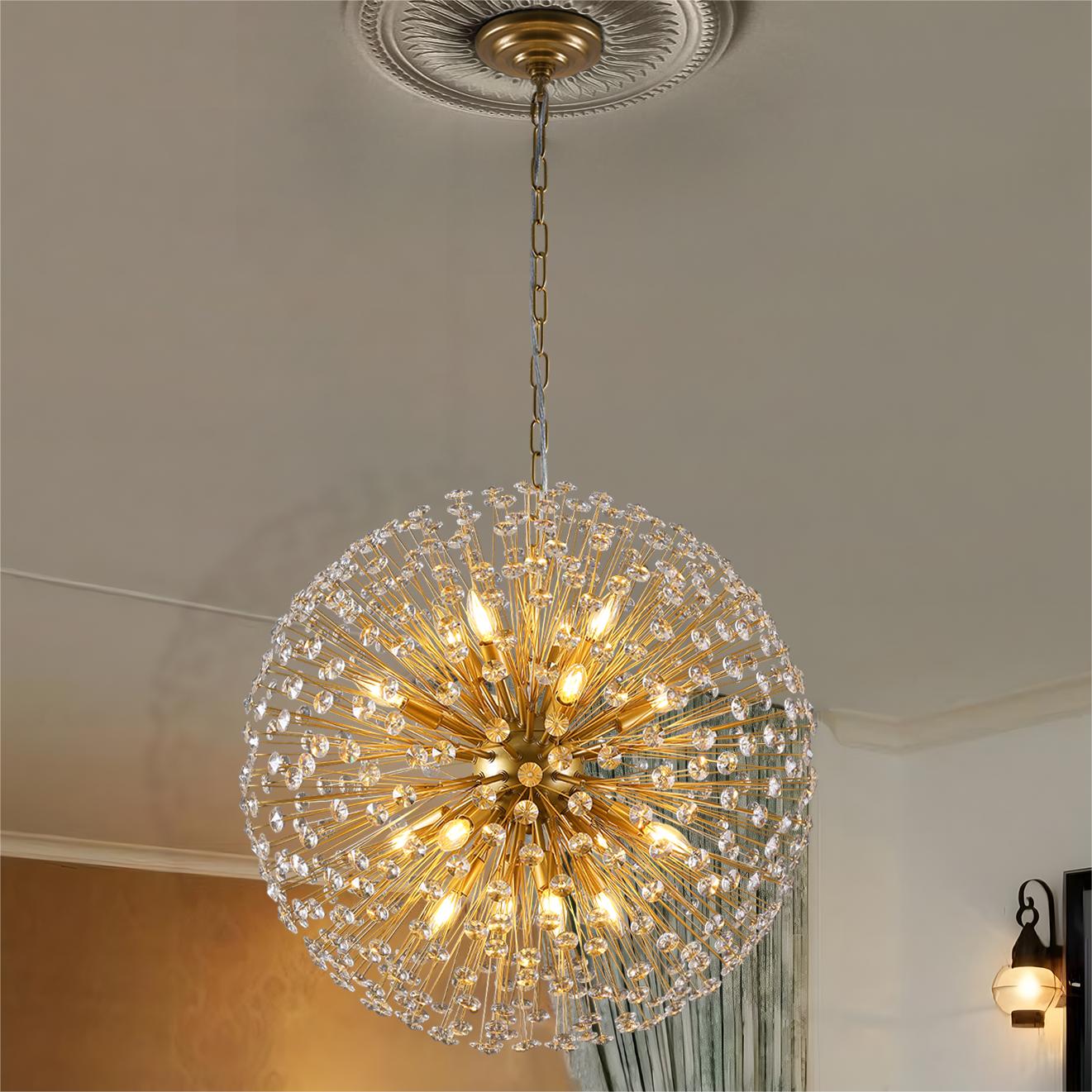 Glowlings 16-Light Modern 30"Wide Vintage Globe Sputnik Sphere Crystal Chandelier