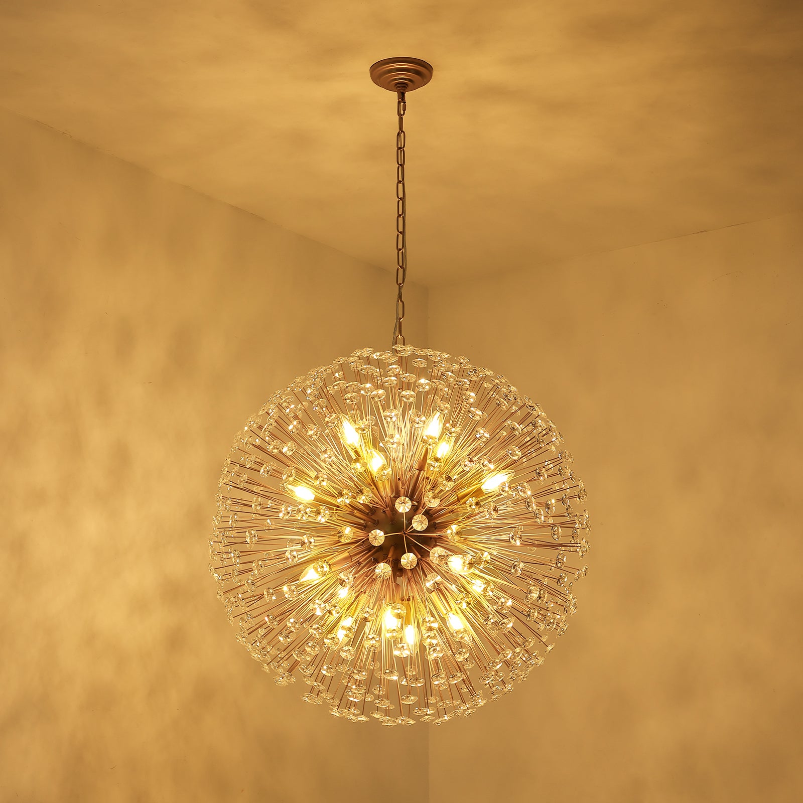 Glowlings 16-Light Modern 30"Wide Vintage Globe Sputnik Sphere Crystal Chandelier