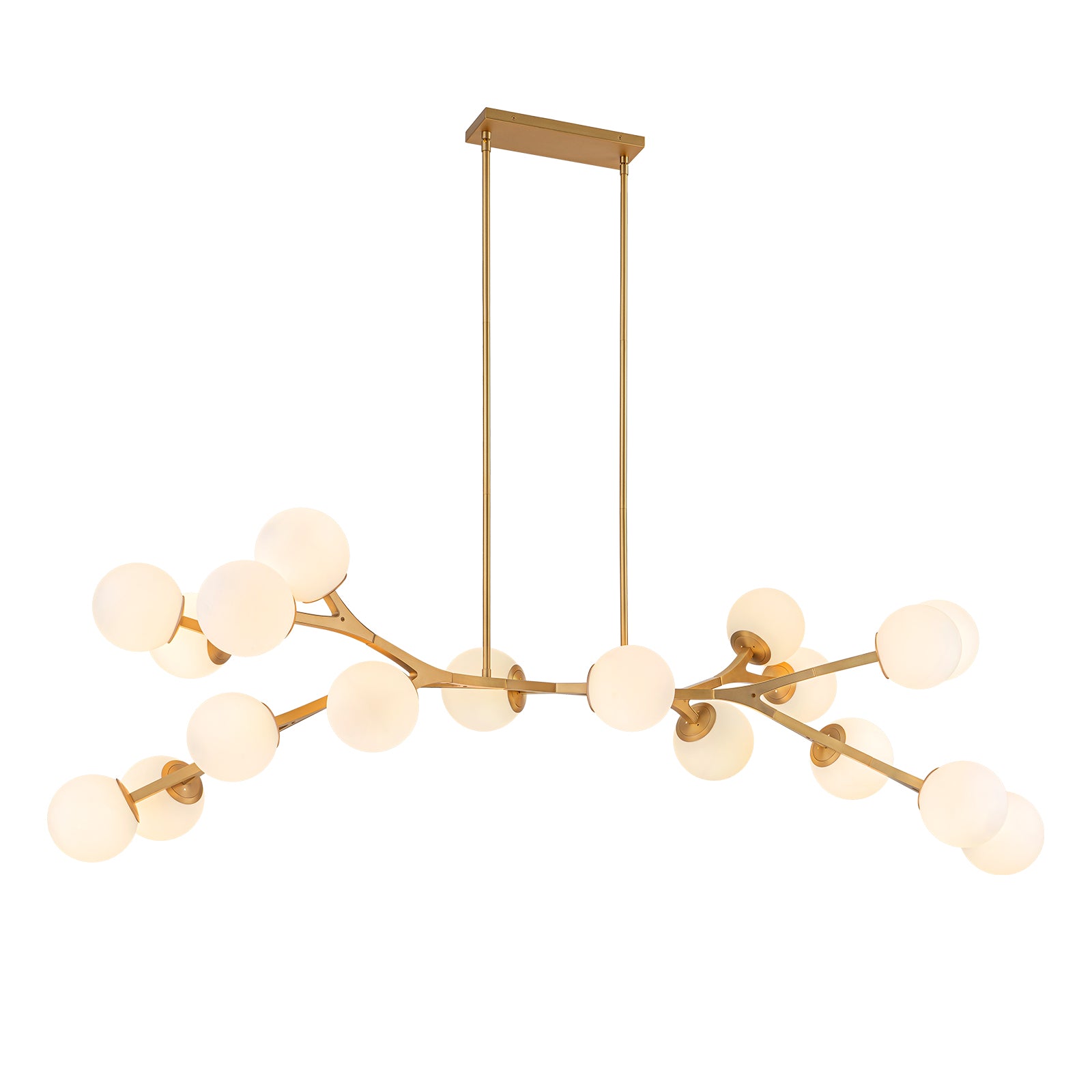 Glowlings 18-Light Modern 68"Wide Oversized Brass Opal Glass Branching Globe Sputnik Chandelier